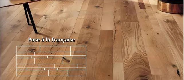 Le parquet à la française donne un aspect irrégulier charmant 