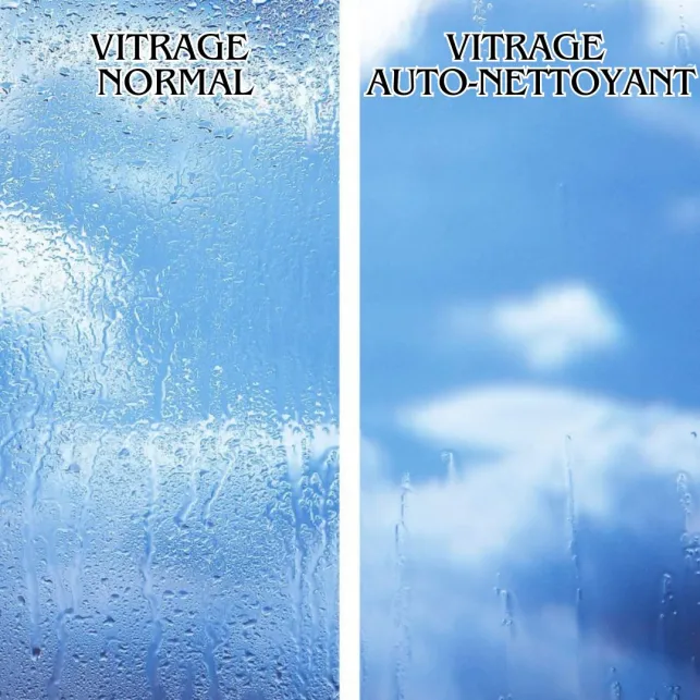 Le vitrage auto-nettoyant facilite le nettoyage de votre porte-fenêtre après la pluie
