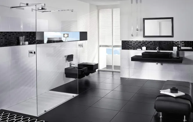 Du noir et blanc pour une salle de bains design !  © Villeroy & Boch