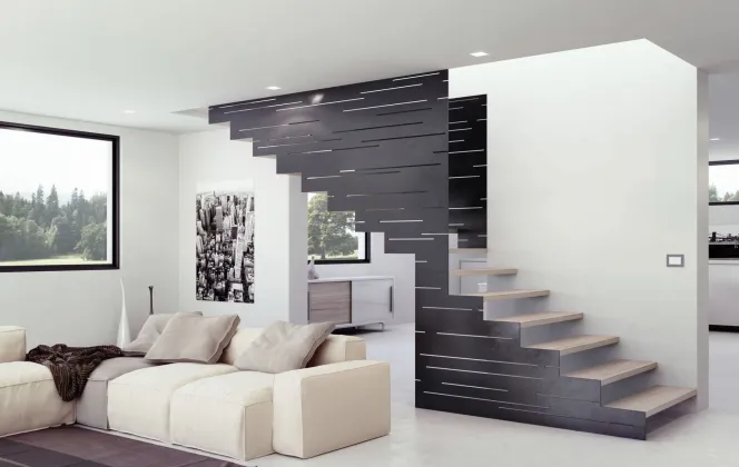 L'escalier 500 s'adaptera parfaitement à votre pièce grâce à son côté très contemporain. © Interbau