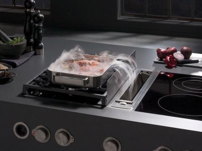 La hotte intégrée à la table de cuisson