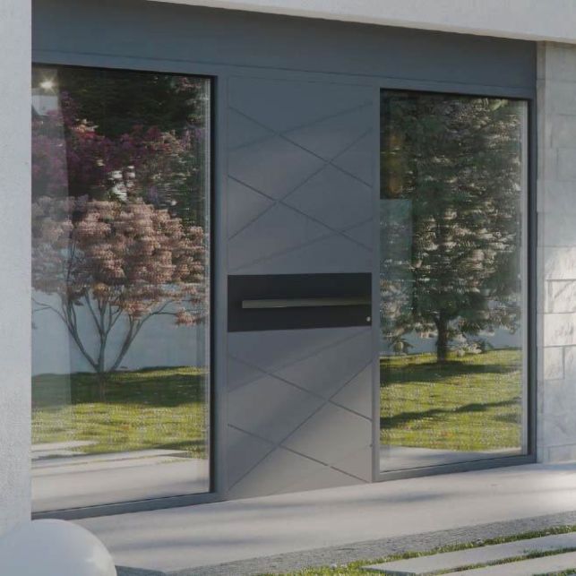 La porte design en aluminium et ses grandes vitres