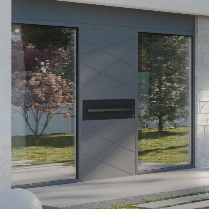 La porte design en aluminium et ses grandes vitres La porte design en aluminium et ses grandes vitres