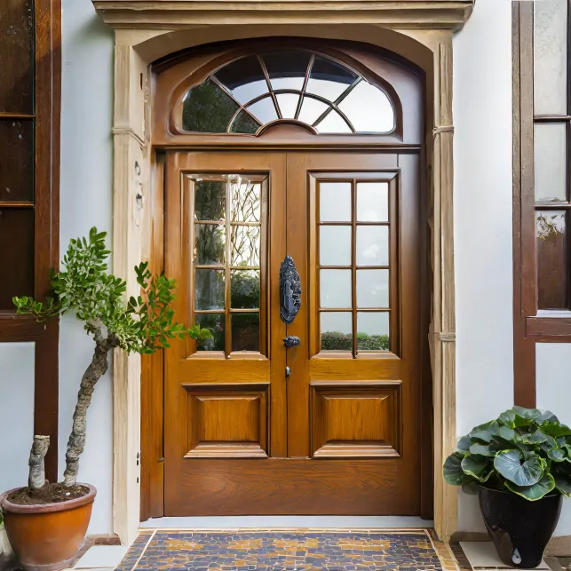 Une porte d'entrée vitrée en bois permet d'éclaircir considérablement votre entrée et d'apporter une esthétique élégante.