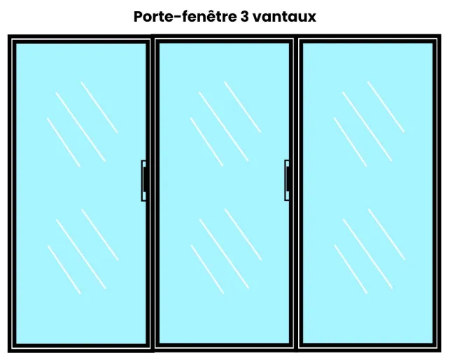 Une porte-fenêtre à 3 vantaux offre plus de luminosité pour la pièce