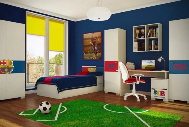 Une chambre d’enfant à la déco football