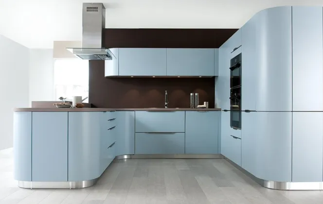 Une cuisine moderne bleue ciel...  © Cuisine Schmidt