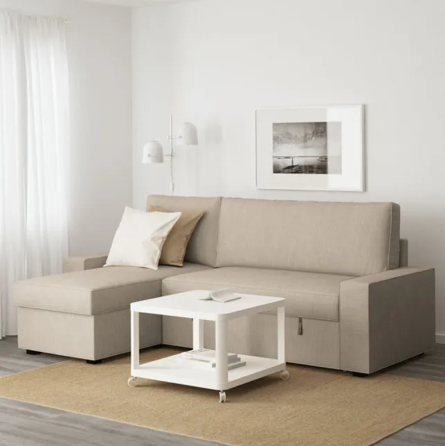 VILASUND - Canapé convertible avec méridienne beige - 849 €